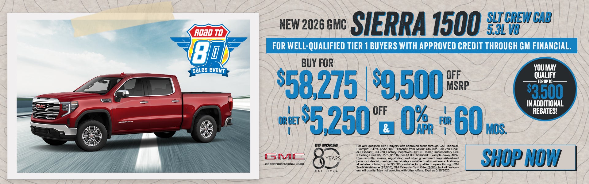 New 2026 GMC Sierra 1500 SLT Crew Cab 5.3L V8