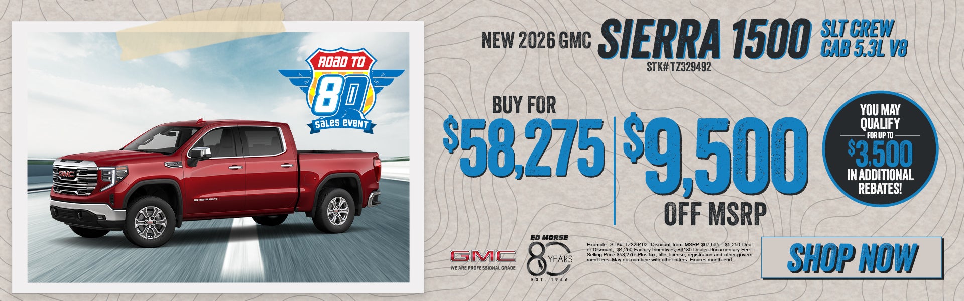 New 2026 GMC Sierra 1500 SLT Crew Cab 5.3L V8